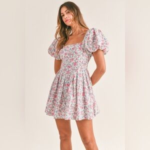 Women's Dress - Mable Square Low Cut Back Mini Babydoll Style Size Small